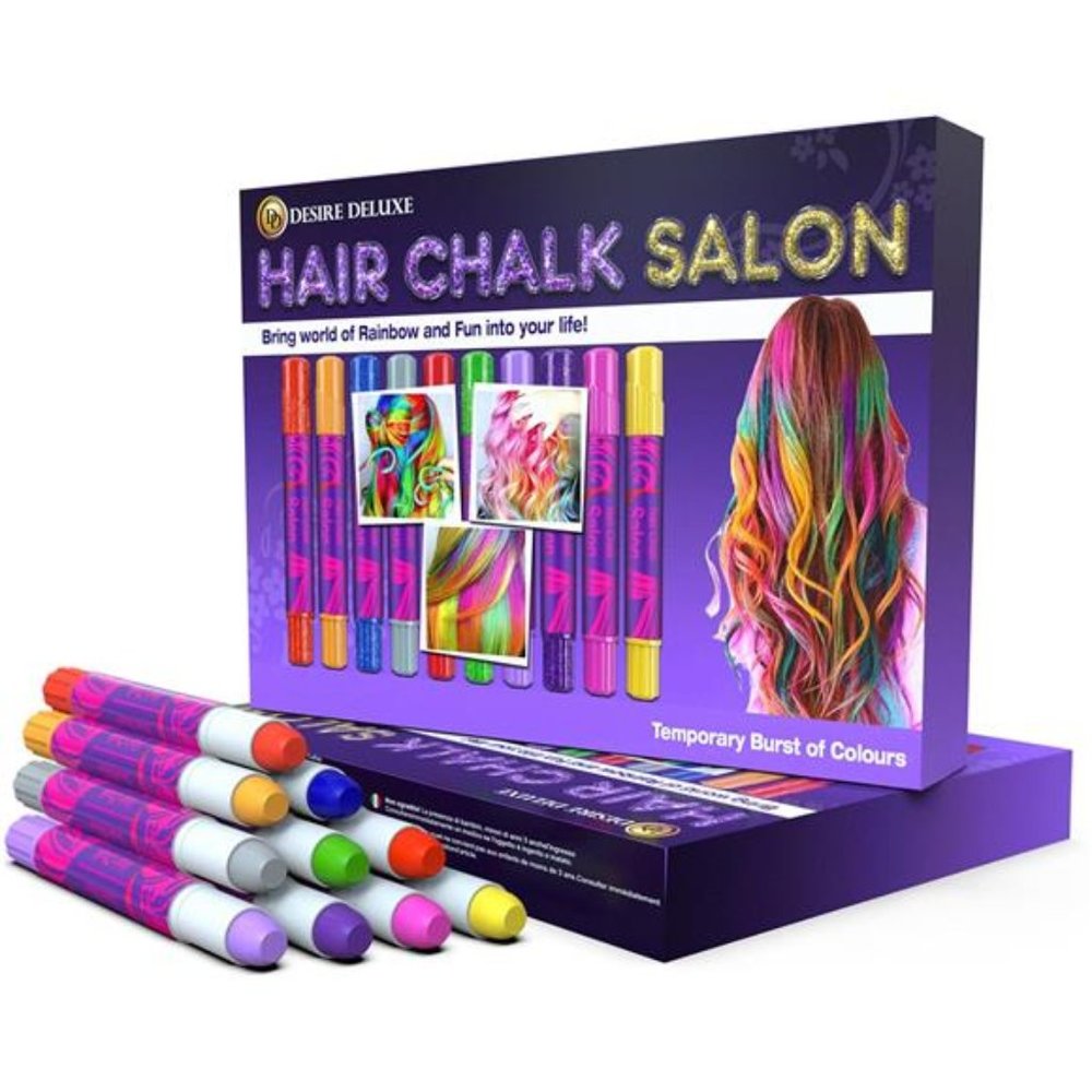 Hair Chalk for Girls Makeup Kit of 10 Temporary Colour Pens Gifts, Great Toy